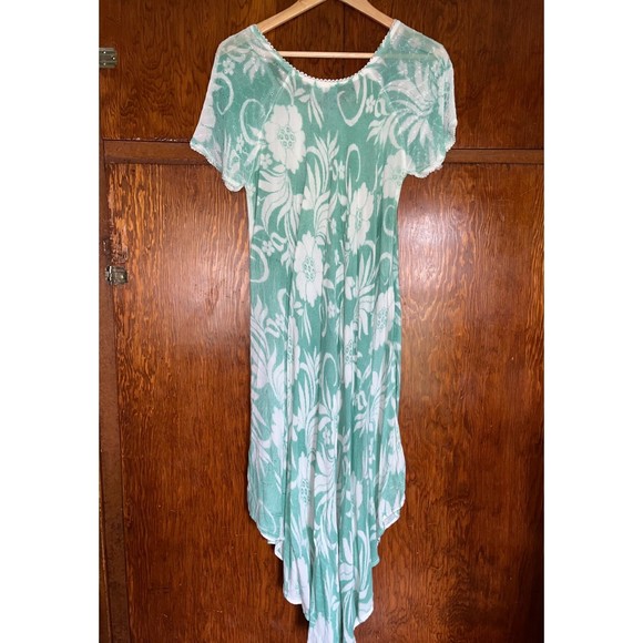 Island Beach Vintage Floral Maxi Asymmetrical Slip Dress Cover-Up Women's S/M - Picture 6 of 11